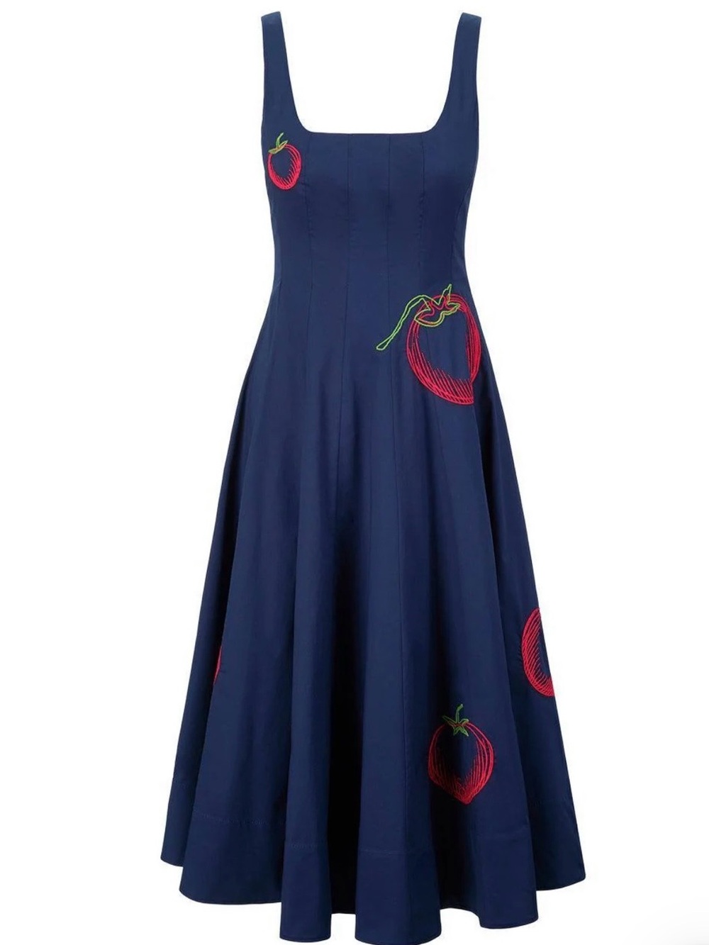 Navy Sundress with Red Strawberry Embroidery
